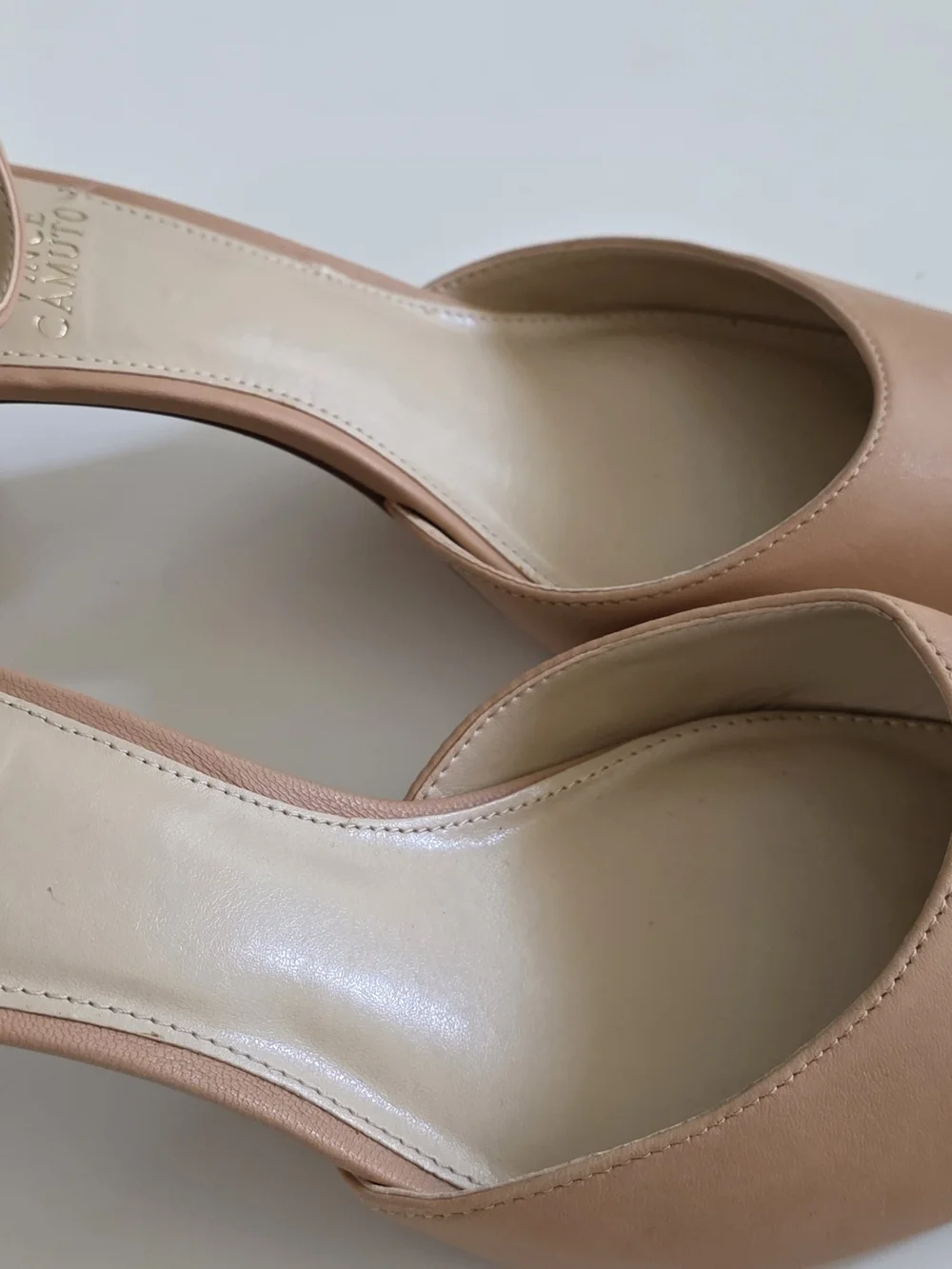 Vince Camuto Nude Pointed-Toe Block Heel Ankle-Strap Pumps